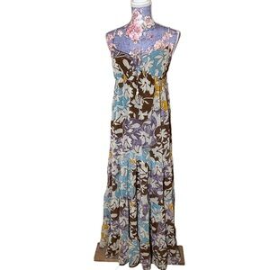 SO Floral Maxi Dress - Blue, Brown, Yellow